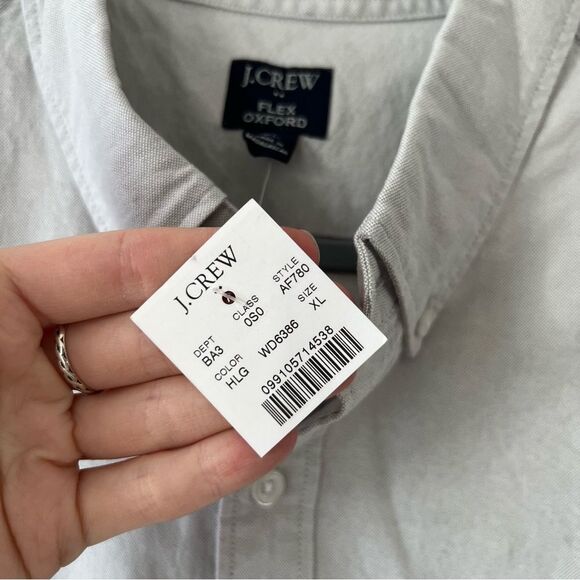 NWT J. Crew Men's Flex Oxford Slim Untucked Casual Button Down Shirt in Grey - Picture 7 of 8